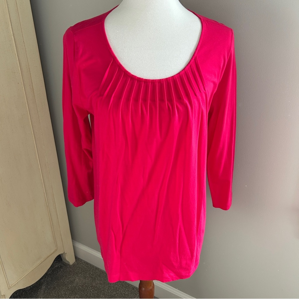 Lands' End Women's Scoop-Neck Pleated Front Top - Spiced Berry
